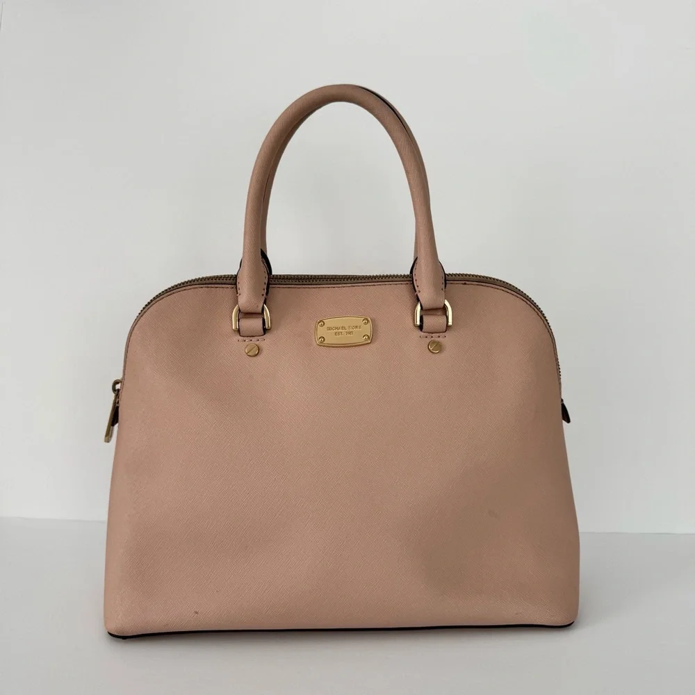 Michael Kors Cindy Pink Large Leather Dome Satchel